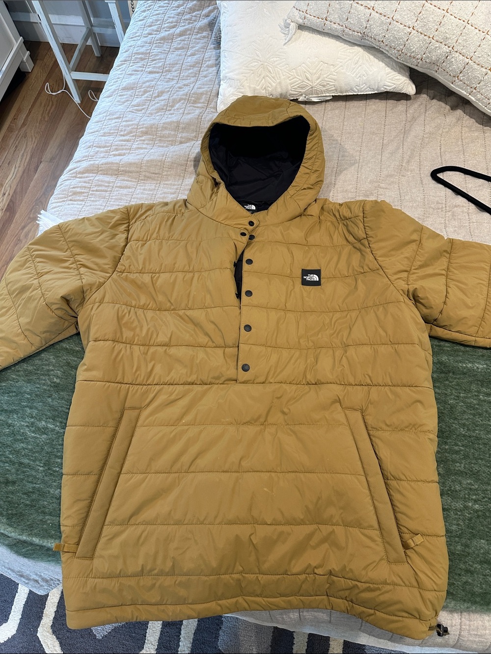 The North Face Men’s Hooded Quilted Pullover Jacket - Mustard